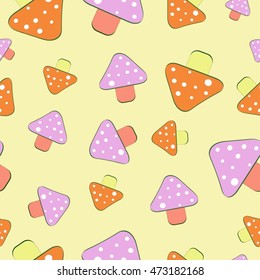 vector texture seamless of the mushrooms on the sandy colored background
