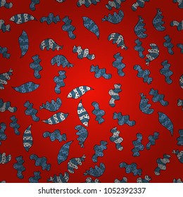 Vector texture. Seamless pattern Beautiful fabric background. Doodles on a black, blue and red colors. Illustration.