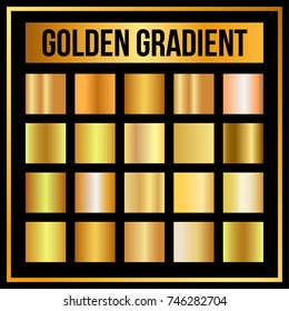 vector texture set of gold gradients. Shiny, metallic collection.