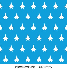 Vector texture of silhouettes of black fighter jets on a blue background