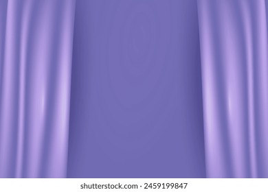 Vector texture of silk, satin, drapery fabric on luxurious background. Portiere, curtain material purple violet purple trending color.