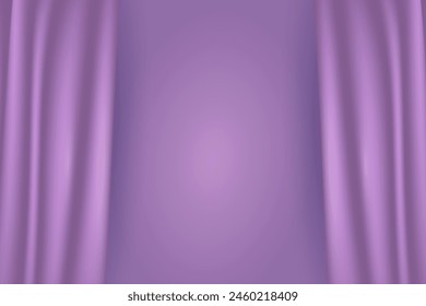 Vector texture of silk, satin, drapery fabric on luxurious background. Portiere, curtain material pink purple violet trending color.