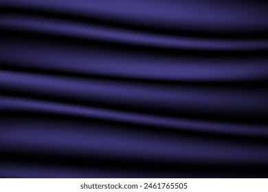 Vektorgrafik-Textur aus Seide, Satin, Vorhangstoff auf luxuriösem Hintergrund. Portiere, Vorhang aus dunkelblau, schwarze Farbe