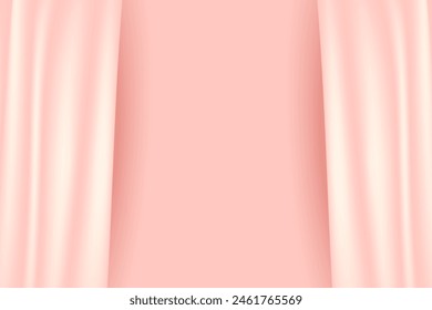 Textura de Vector de seda, satén, tela drapeada sobre fondo de lujo. Portiere, cortina de delicado color rosa