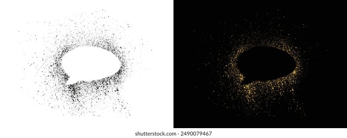 Vector texture speech bubble black and golden icon