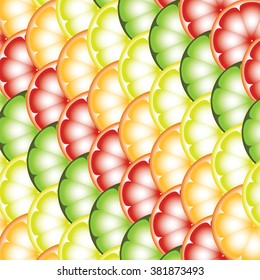 Vector texture with stylized colorful citrus fruits 