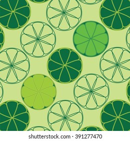 Vector texture with stylized green limes and lemons on light green background