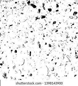 Vector texture, a surface with terrazzo effect. Abstract grunge detaliled background. Overlay it over any design to create grungy effect. For posters, banners, retro and urban designs.