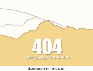 Vector texture of torn paper. Website background with page not found. Template reports - 404 error.