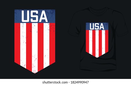Vector texture USA flag t-shirt design.