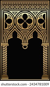 Vector. Texture of venetian gothic architectural arch or gallery
