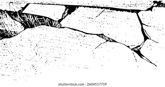 Vector Texture Wall Crack Paint Grunge Design on White Abstract Background