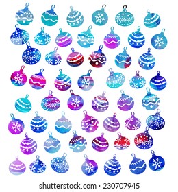 vector texture of watercolor Christmas decorations