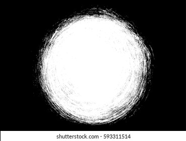 Vector texture - white brush circle on a black background