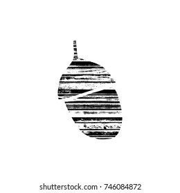 Vector textured acorn, stylized imprint on wood planks. Black on white isolated element for holiday cards or stamp brushes creating. It will bring depth and vintage texture to any work.