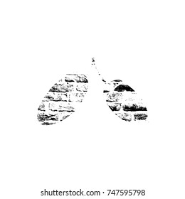 Vector textured acorn, stylized imprint on bricks. Black on white isolated element for holiday cards or stamp brushes creating. It will bring depth and vintage texture to any work.