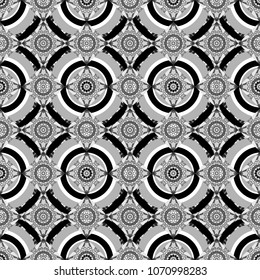 Vector textured background. Abstract seamless pattern of a plurality stylized elements in gray, black and white colors.