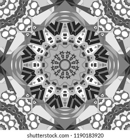 Vector textured background. Abstract seamless pattern of a plurality stylized elements in gray, black and white colors.