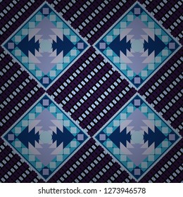 Vector textured background. Abstract seamless pattern of a plurality stylized elements in black, gray and blue colors.