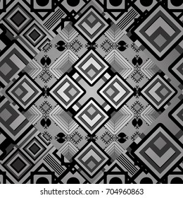 Vector textured background. Abstract seamless pattern of a plurality stylized elements in white, gray and black colors.