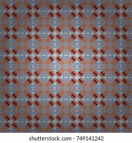 Vector textured background. Abstract seamless pattern of a plurality stylized elements in blue, orange and gray colors.