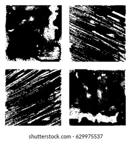 Vector textured banners. Grunge rectangles set. Hand drawn elements