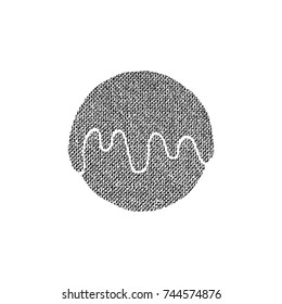 Vector textured Christmas cookie, stylized imprint on fabric. Black on white isolated element for holiday cards or stamp brushes creating. It will bring depth and vintage texture to any work.