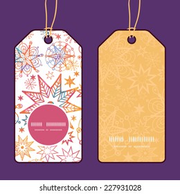 Vector textured christmas stars vertical round frame pattern tags set