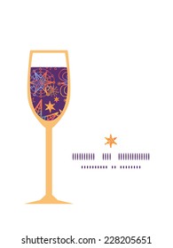 Vector textured christmas stars wine glass silhouette pattern frame