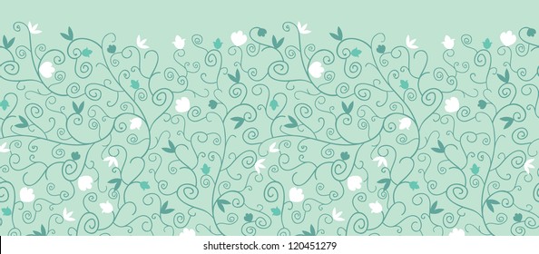 Vector Textured Colorful Branches Horizontal Seamless Pattern Ornament Background With abstract plants with colorful leaves and branches forming a floral texture.