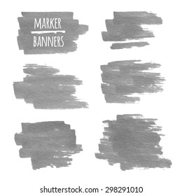Vector textured design marker banners, lines and stains