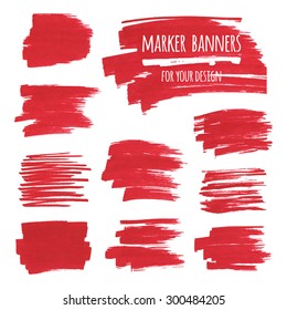 Vektorstrukturierte Designmarkierbanner, Linien und Flecken