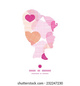 Vector textured fabric hearts heart silhouette pattern frame