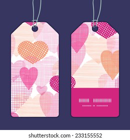 Vector textured fabric hearts heart silhouette pattern frame