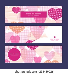 Vector textured fabric hearts heart silhouette pattern frame