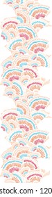 Vector textured geometric doodle vertical seamless pattern ornament background with hand drawn elements