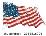 Vector Textured Grunge illustration of a Waving Flag of USA during the American Civil War. All elements neatly layers and groups. Sepia overtone on a separate group