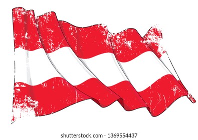 Vector Textured Grunge illustration of a Waving Flag of Austria. All elements neatly on well-defined layers and groups.