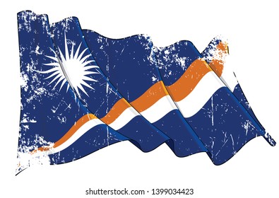 Vector Textured Grunge illustration of a Waving Flag of Marshal Islands. All elements neatly on well-defined layers and groups.