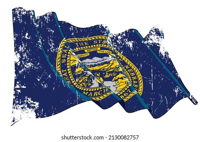 Vector Textured Grunge illustration of a Waving Flag of the State of Nebraska. All elements neatly on well-defined layers and groups.