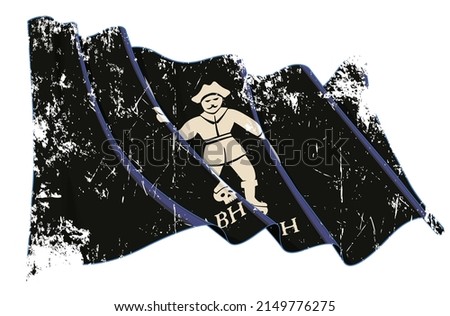 Vector Textured Grunge illustration of a Waving Jolly Roger of Black Bart. All elements neatly on well-defined layers and groups.