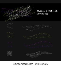 Vector textured grunge shiny brushes set 