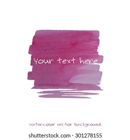 Vector textured hand painted watercolor banner for your text with paint stains and blots. Hand drawn watercolor cubic form isolated, deep red, bordo colors Vector Watercolor Background