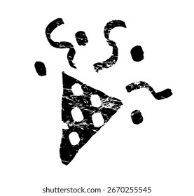 Pop do grupo de ícones com textura vetorial. Emojis de animação da explosão de confetes de aniversário. Ilustração mínima simples isolada sobre fundo branco