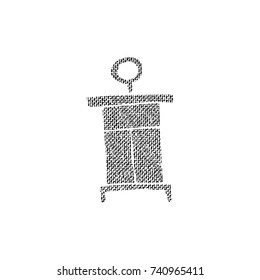 Vector textured lantern, stylized imprint on fabric. Black on white illustration, isolated element for holiday cards or stamp brushes creating. It will bring depth and vintage texture to any work.