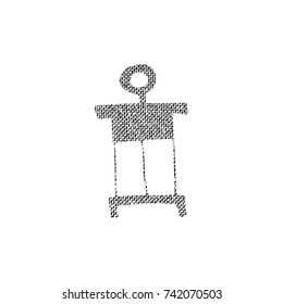 Vector textured lantern, stylized imprint on fabric. Black on white illustration, isolated element for holiday cards or stamp brushes creating. It will bring depth and vintage texture to any work.