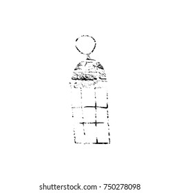 Vector textured lantern, stylized imprint on bricks. Black on white illustration, isolated element for holiday cards or stamp brushes creating. It will bring depth and vintage texture to any work.