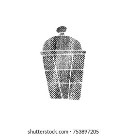Vector textured lantern, stylized imprint on fabric. Black on white illustration, isolated element for holiday cards or stamp brushes creating. It will bring depth and vintage texture to any work.