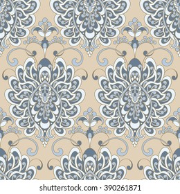 Vector textured print. Damask Seamless vintage pattern. Can be used for wallpaper, fabric, invitation