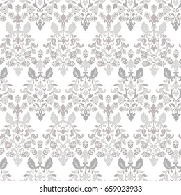 Vector textured print. Damask Seamless vintage pattern. Can be used for wallpaper, fabric, invitation